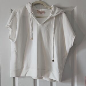 Cozy White Short-Sleeve Hoodie - Women